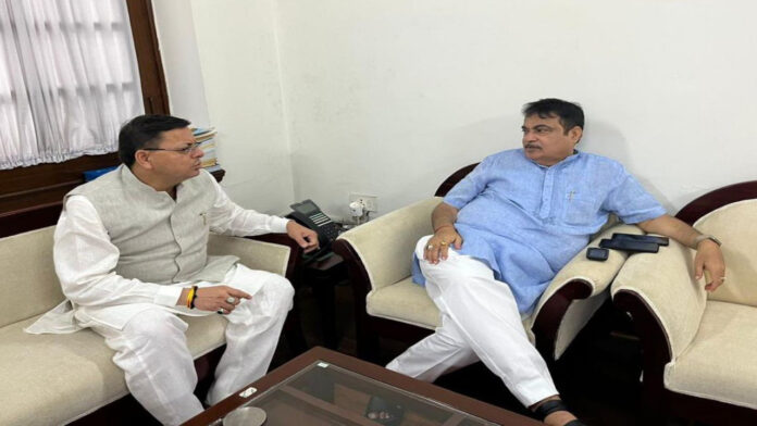 CM Dhami meets Union Road Transport Minister Gadkari