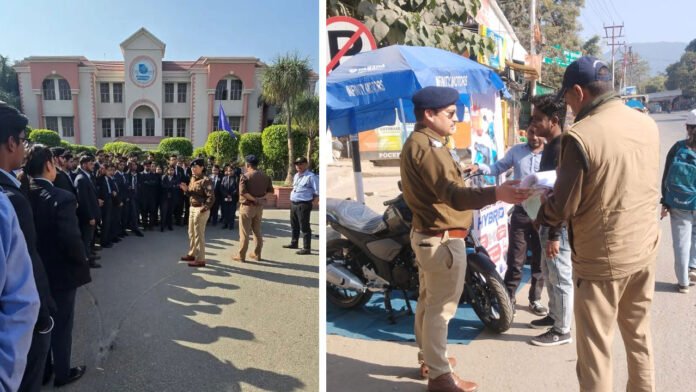 Students coming without helmet will be Challan