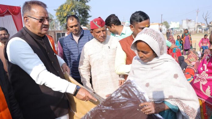 Ganesh-Joshi Minister Ganesh Joshi distributed blankets