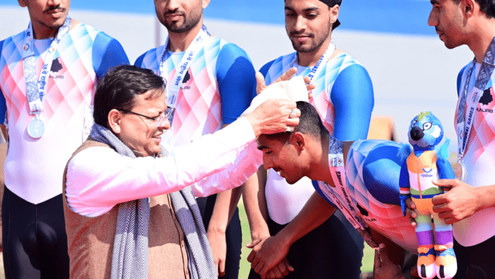 CM Dhami presented medals to cycling medal winners