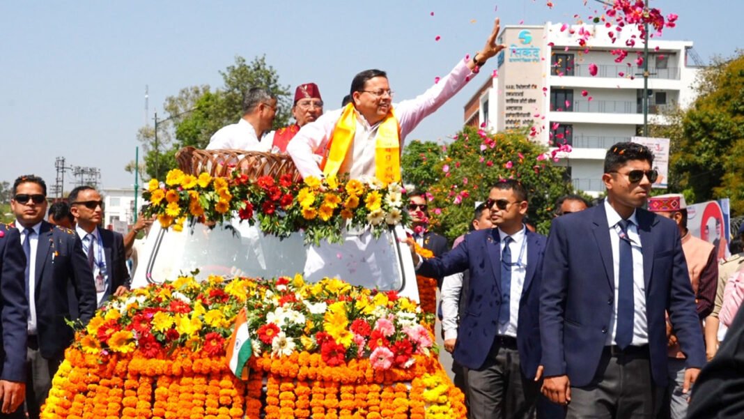 Grand roadshow of CM Dhami in capital