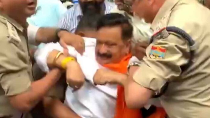 Karan Mahara arrested for sitting on dharna