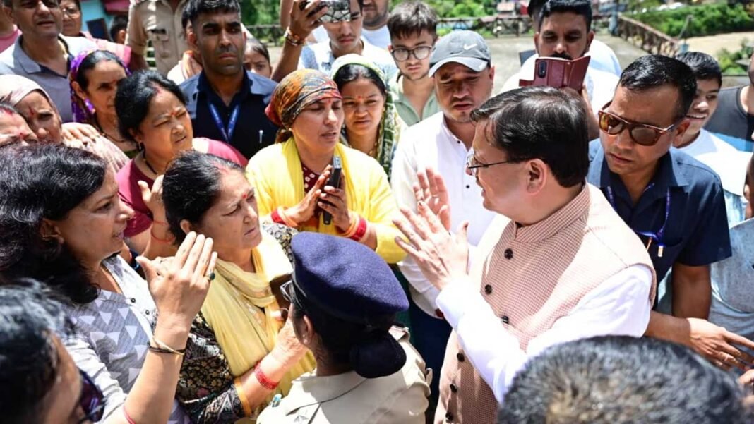 CM Dhami did aerial survey of disaster-hit area