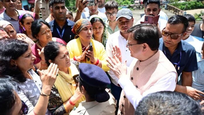 CM Dhami did aerial survey of disaster-hit area