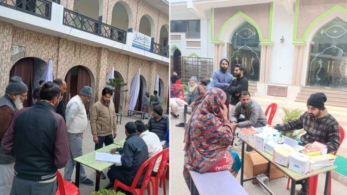 A free medical camp was organized at Madarsa Faizul Uloom