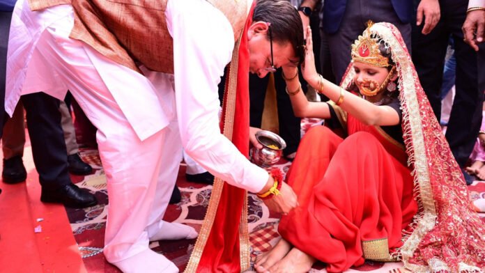 A young girl is regarded as very embodiment of a Goddess