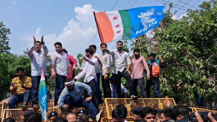 NSUI NSUI lays siege to secretariat over NEET paper leak case