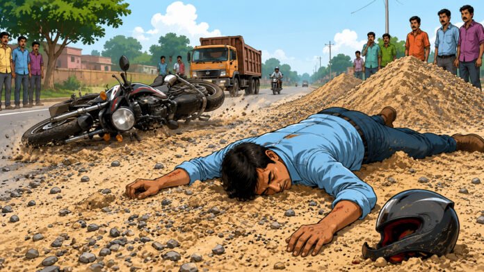 Road-Accident-bike One killed after bike skids on sand and gravel