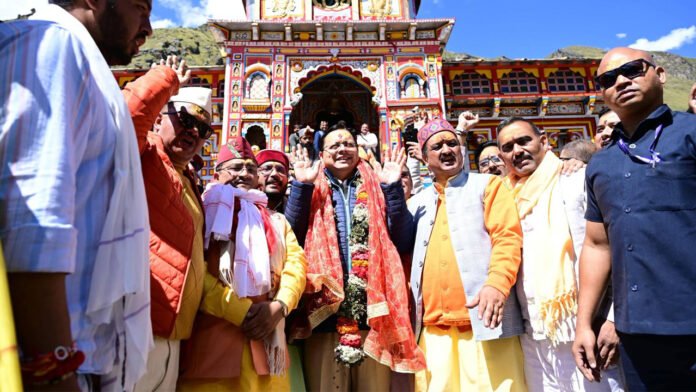 DHami-pushkar CM Dhami reaches Badrinath