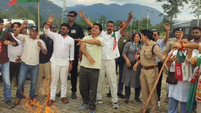 UKD UKD protested against Masoom Sharma event